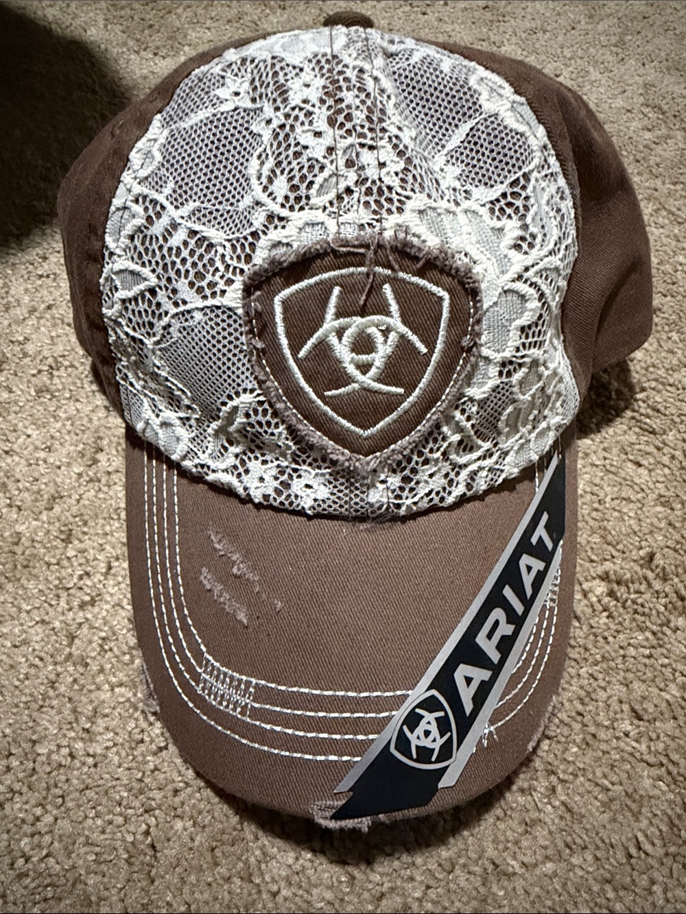 Ariat Brown Cap with White Lace Front